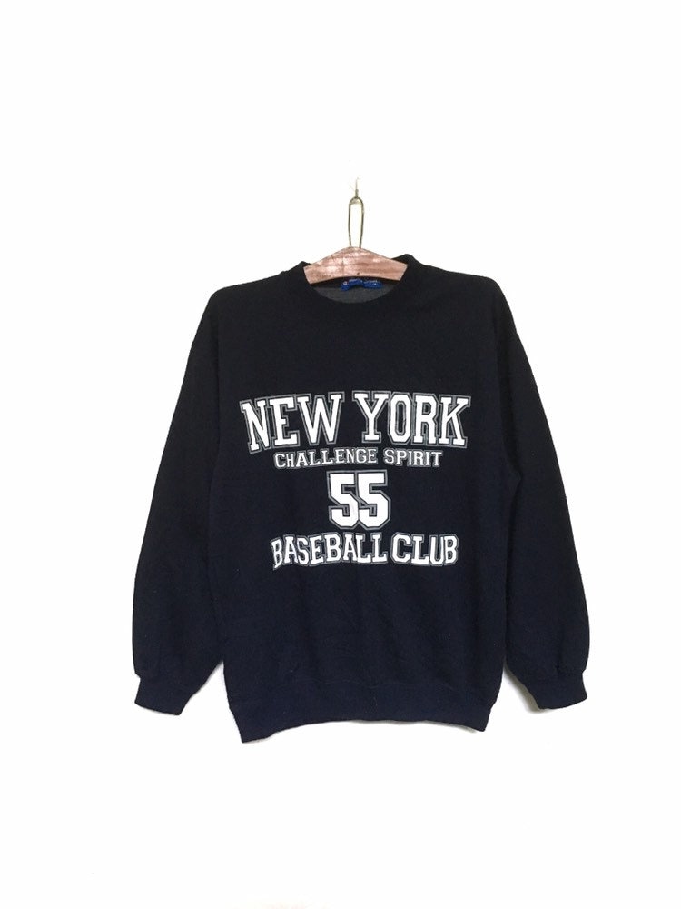 Selten New York 55 Challenge Spirit Baseball Big Logo Stickerei Rundhals Sweatshirt Pullover Spellout/Größe Medium von MzClothingShop