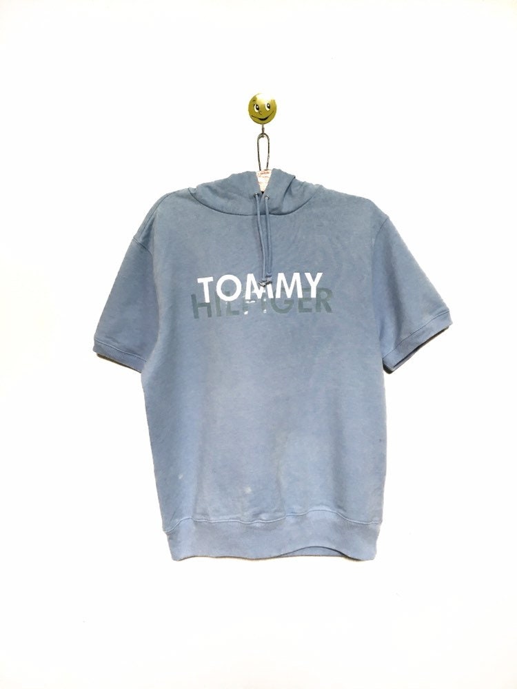 Selten Tommy Hilfiger Big Logo Spellout Hoodies Sweatshirt Rundhals Pullover Urban Fashion Vintage Designer Streetwear/Größe Small von MzClothingShop