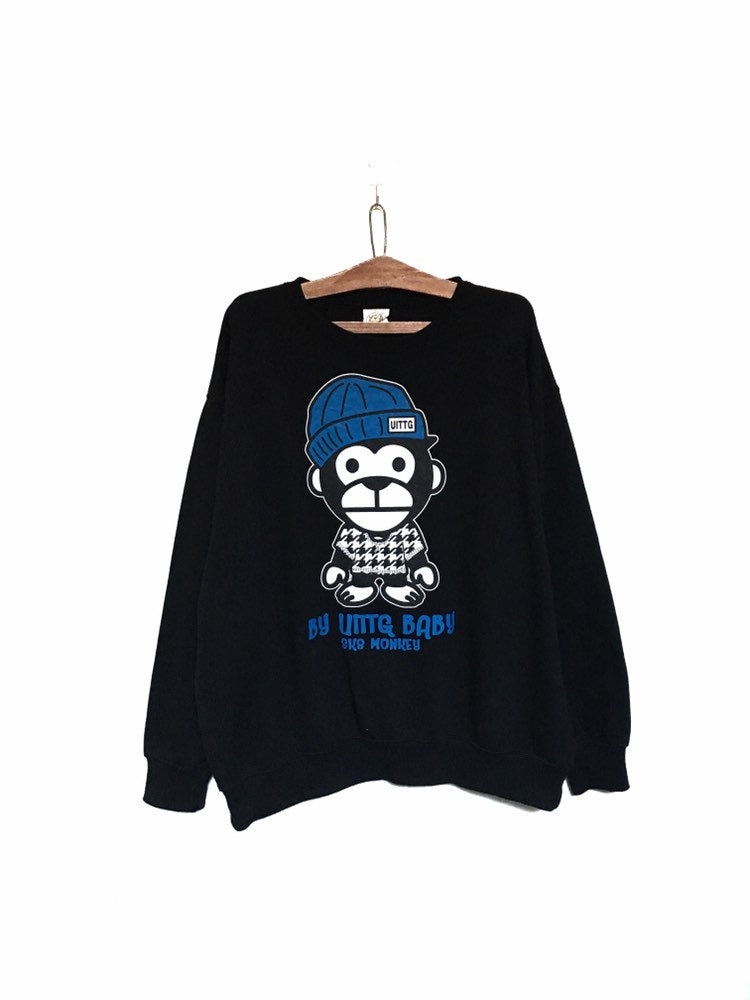 Selten Uittg Baby Cartoon Big Logo Stickerei Crewneck Sweatshirt Pullover Spellout Size/3 Large von MzClothingShop