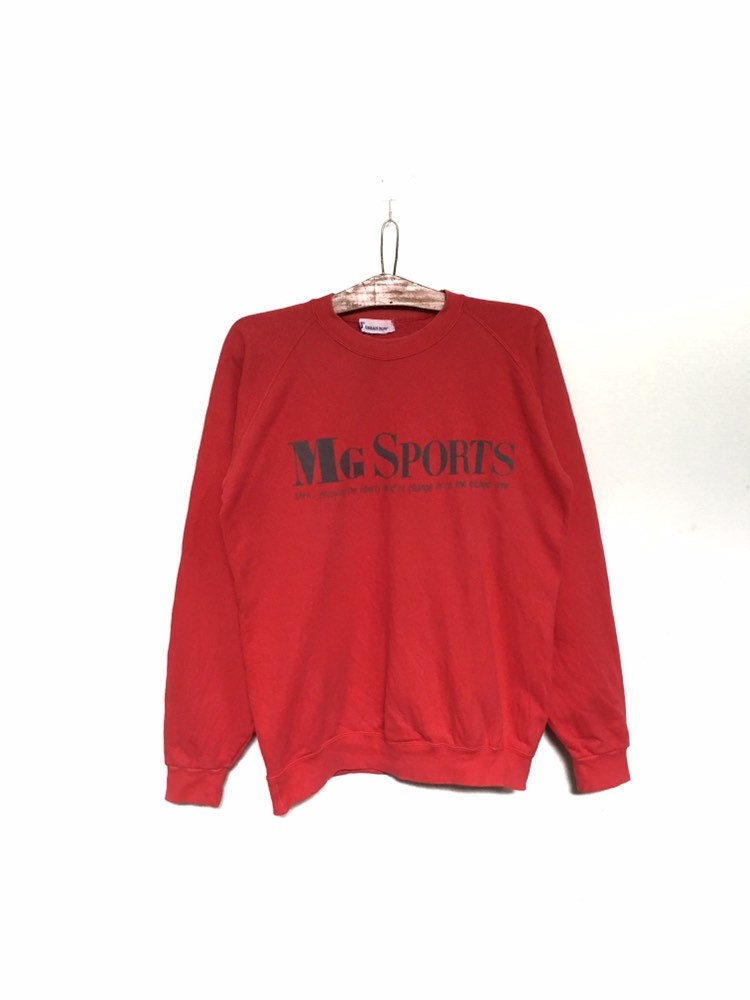 Selten Vintage Mg Sports Männer Großes Logo Stickerei Rundhals Sweatshirt Pullover Spellout/Größe Medium von MzClothingShop