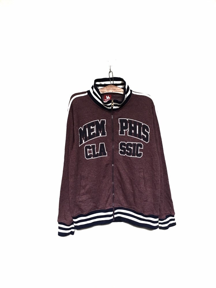 Selten Volcanic Mem Phis Classic Big Print Spell Out Logo Pullover Zip Crewneck Sweatshirt Hoodie/Design Größe Large von MzClothingShop