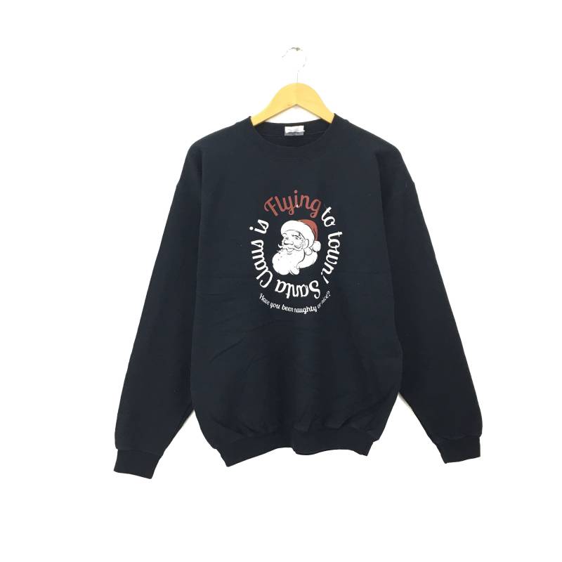 Selten Weihnachtsmann Kleine Helfer Big Logo Spellout Crewneck Sweatshirt Pullover Stil Modedesign/Größe Medium von MzClothingShop