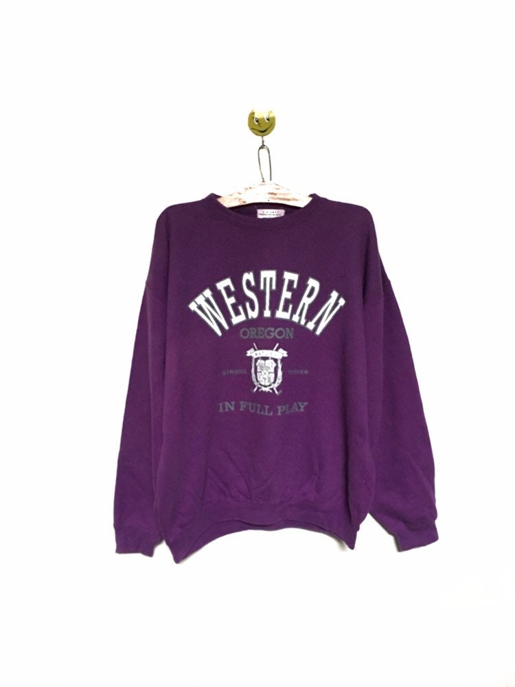 Selten Western Oregon Big Logo Spellout Vintage Rundhals Sweatshirt Pullover Stil Modemarke/Größe Large von MzClothingShop