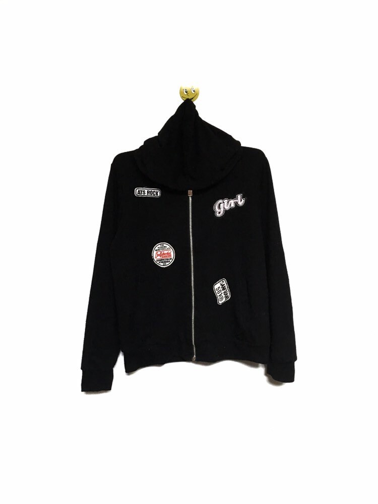 Vintage Ats Rock Girl Seltene Patches Kleine Logo Stickerei Voller Reißverschluss Rundhalsausschnitt Hoodies/Größe Medium von MzClothingShop