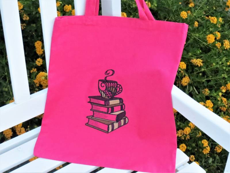 Rosa Einkaufstasche, Büchertasche, Markttasche, Geschenktasche, Schultasche, Wiederverwendbare Tasche von MzGeezCreations
