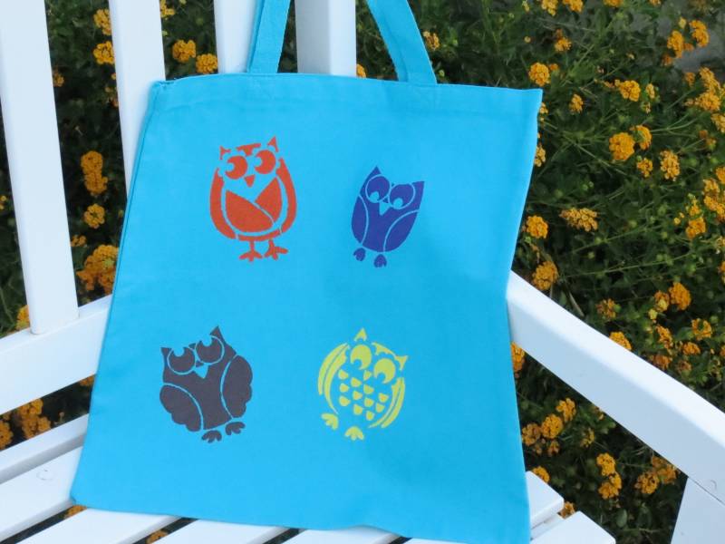 Wiederverwendbare Canvas Tasche, Blaue Herbst Blätter & Eulen Designs Tragetasche, Markttasche, Geschenktasche Wiederverwendbare Canvas Tasche, Blaue Herbst Blätter & Eulen Designs Tragetasche, Markttasche, Geschenktasche von MzGeezCreations