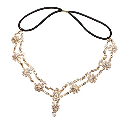 Mzpeldxk Frauen Mode Quaste Metallperlen Kopf Kette KopfstÜCk Boho Haarband Schmuck Gold von Mzpeldxk
