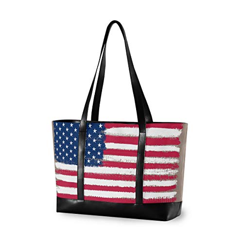 Laptoptasche für Damen, 39,6 cm (15,6 Zoll), Leinen, USA-Flagge, große Laptop-Tasche, Arbeit, Schule, Business, Computer-Tasche für Laptop von N/ A