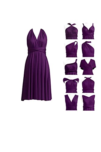 Damen Cabrio Kleid Kurz Infinity Kleid Transformer Multiway Wickelkleid für Brautjungfer, dunkelviolett, 36 von N/ C