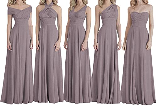 N/ C Brautjungfernkleider Lang Abschlussball Abendkleid Verschiedene Kragenarten Chiffon Brautjungfer Kleider, mauve, 36 von N/ C