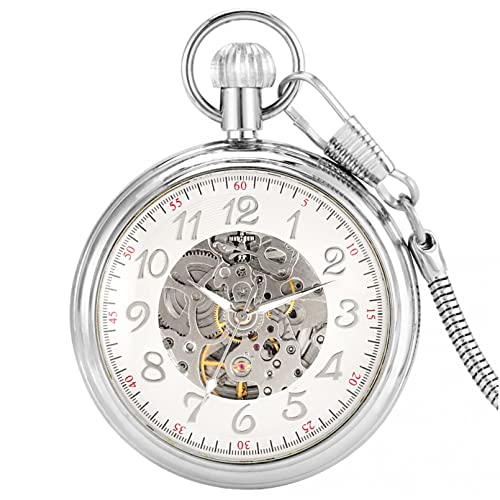 Elegante No Cover Automatische Mechanische Taschenuhr Arabische Ziffern Weißes Zifferblatt Praktische Anhänger Kette Geschenk Für Den Muttertag Hochzeitstag Vatertag Weihnachten Geburtstagsgeschenk von N/Ａ