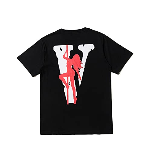 Europäische und amerikanische Tidal Vlone Big v Print lose BF Wind Männer und Frauen kurzärmeliges T-Shirt, Schwarz, L von N\\A