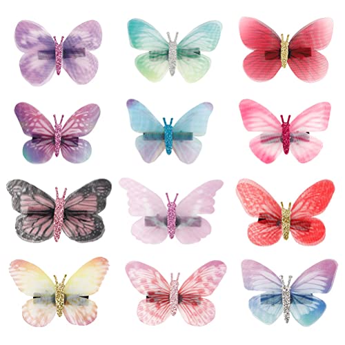 Glitzer Schmetterling Haarspangen 3D Funkeln Haarklammer für Mädchen Damen Haarschmuck 12 Stück (1er Pack) von N\A