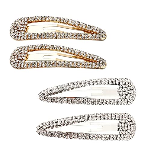 Haarspangen mit Strasssteinen, groß, mit Schnappverschluss, glänzend, mit Strasssteinen, für Frauen (Gold/Silber) von Furnrubden