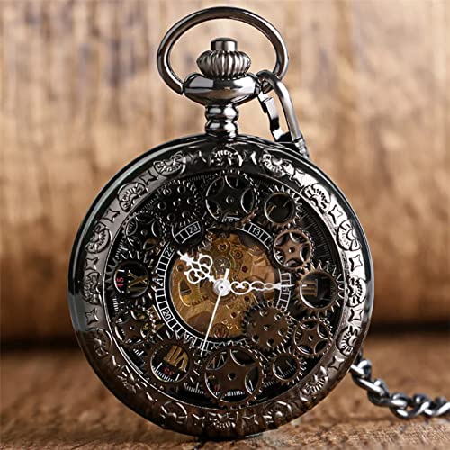 N/Ａ Accessoires für Herren und Damen Vintage mechanische Taschenuhr Zahnrad-Anhänger-Uhr römische Ziffern Retro-Uhr Handaufzug Hochzeitstag Vatertag Weihnachten Geburtstagsgeschenk von N/Ａ