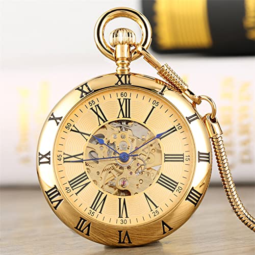 N/Ａ Antike römische Ziffern Display selbstaufziehende mechanische Taschenuhr Vintage Anhänger Uhr Herren Taschenuhr Geschenke Hochzeitstag Vatertag Weihnachten Geburtstagsgeschenk von N/Ａ