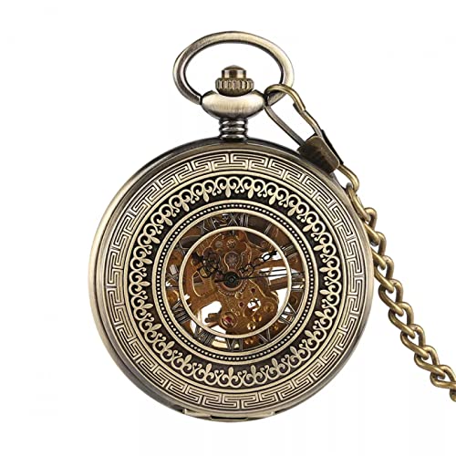 N/Ａ Bronze Hohl Blumenmuster Mechanische Handaufzug Taschenuhr Männlichen Antiken Anhänger Manueller Mechanismus Uhr Taschenuhr Hochzeitstag Vatertag Weihnachten Geburtstagsgeschenk von N/Ａ