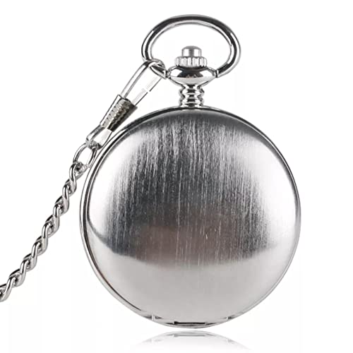 N/Ａ Einzigartige Silber Glatte Doppelabdeckung Mechanische Taschenuhr Herren Kreative Hohle Skelett Uhr Handaufzug Römische Ziffern Uhr Hochzeitstag Vatertag Weihnachten Geburtstagsgeschenk von N/Ａ