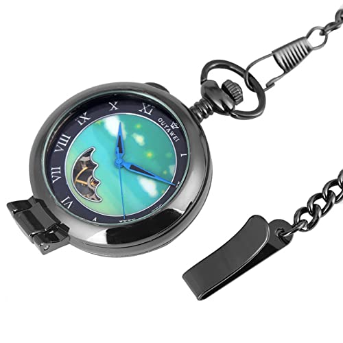 N/Ａ Gold/Silber/Schwarz Transparent Mirror Hunter Mechanische Taschenuhr Retro Handaufzug Anhänger Kette Uhr Geschenke Männer Frauen Hochzeitstag Vatertag Weihnachten Geburtstagsgeschenk von N/Ａ