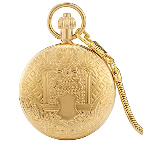 N/Ａ Gold Kupfer automatische mechanische Taschenuhr Exquisite voll gravierte Muster Anhänger antike Uhr mit Automatikaufzug Hochzeitstag Vatertag Weihnachten Geburtstagsgeschenk von N/Ａ