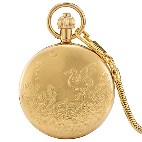 N/Ａ Gold Kupfer automatische mechanische Taschenuhr Exquisite voll gravierte Muster Anhänger antike Uhr mit Automatikaufzug Hochzeitstag Vatertag Weihnachten Geburtstagsgeschenk von N/Ａ