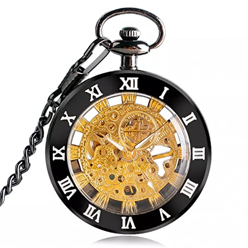 N/Ａ Gravur römische Ziffern Open Face Mechanische Taschenuhr Transparent Skeleton Manuelle Anhänger Uhr Männer Frauen Antike Geschenke Hochzeitstag Vatertag Weihnachten Geburtstagsgeschenk von N/Ａ