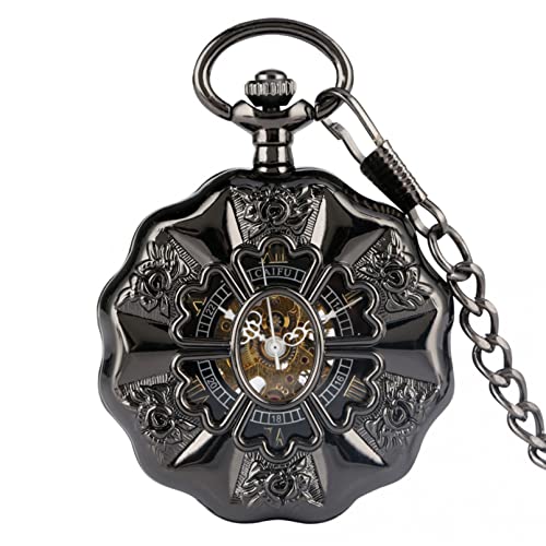 N/Ａ Herren- und Damenaccessoires Antike Schwarze Kürbis Mechanische Taschenuhr Anhänger FOB Kettenuhren Skelett Handaufzug Uhr Steampunk Hochzeitstag Vatertag Weihnachten Geburtstagsgeschenk von N/Ａ