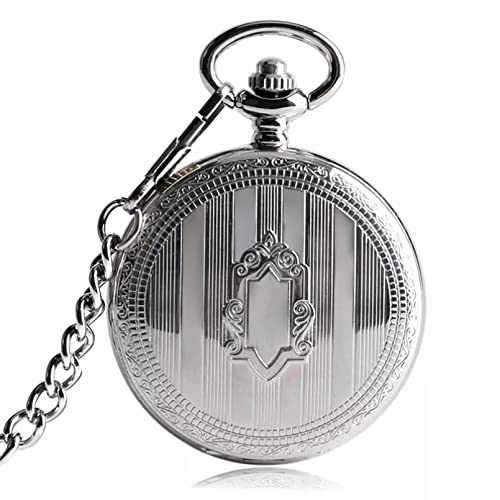 N/Ａ Herren- und Damenaccessoires Silber Steampunk Skeleton Automatische mechanische Taschenuhr mit Kette Uhren Männer Unisex Geschenke Uhr Hochzeitstag Vatertag Weihnachten Geburtstagsgeschenk von N/Ａ