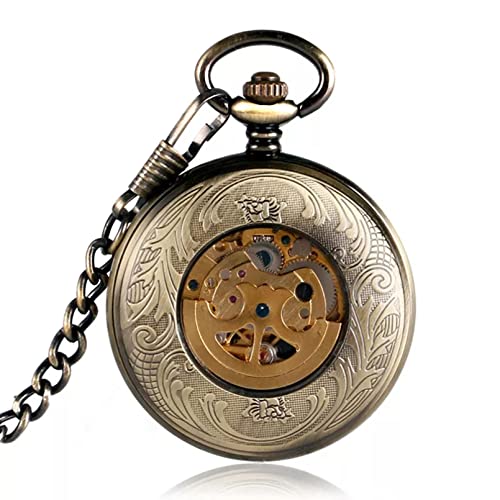 N/Ａ Selbstaufziehende Skelett Taschenuhr Einfache Bronze Kupfer Glatte Nachtleuchtende Steampunk Kette Automatische Mechanische Hochzeitstag Vatertag Weihnachten Geburtstagsgeschenk von N/Ａ