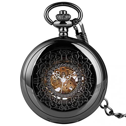 N/Ａ Vintage Retro Skeleton Mechanische Taschenuhr Fob Kette Handaufzug Anhänger Uhren Hohl Steampunk Uhr Geschenke für Männer Frauen Hochzeitstag Vatertag Weihnachten Geburtstagsgeschenk von N/Ａ