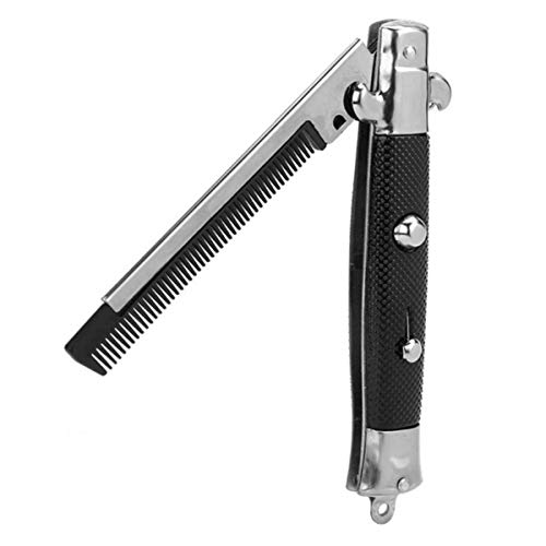 Switchblade Kamm, faltbarer Edelstahl Haarkamm mit automatischem Druckknopf Metallfeder Jump Bürste für Bart Schnurrbart, Männer Öl Haar Styling Zubehör Switchblade Kamm, faltbarer Edelstahl Haarkamm mit automatischem Druckknopf Metallfeder Jump Bürste für Bart Schnurrbart, Männer Öl Haar Styling Zubehör von HOLXINES