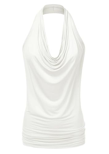 Xmrtxx Tank Top Damen Neckholder Top V Ausschnitt Sexy Rückenfrei Oberteil mit Falten Sommer Ärmellose Locker Schulterfreies Tops für Frauen von Xmrtxx