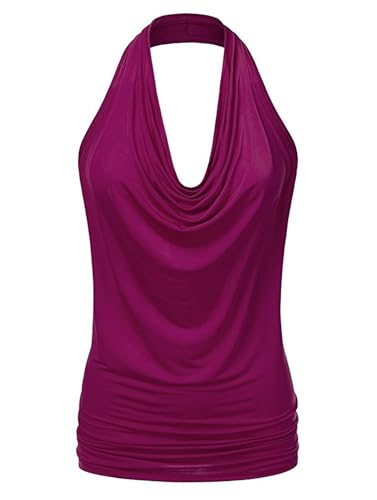 Xmrtxx Tank Top Damen Neckholder Top V Ausschnitt Sexy Rückenfrei Oberteil mit Falten Sommer Ärmellose Locker Schulterfreies Tops für Frauen von Xmrtxx