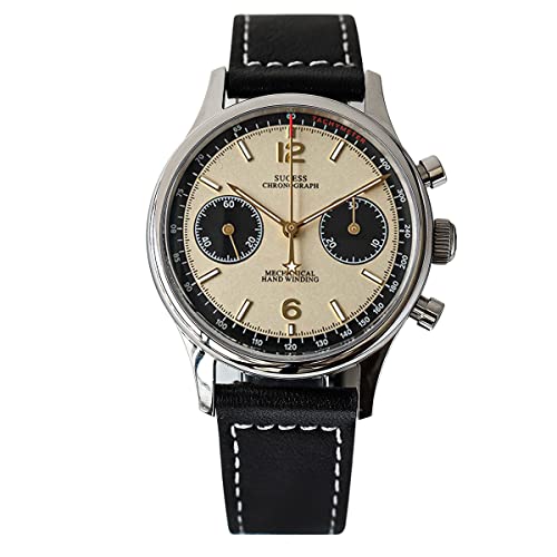 NC 1963 Chronograph Mechanische Seagull ST1901 Bewegung Fliegeruhr Herren 38mm 40mm Saphirglas Herrenuhren 2021 montre Homme (38mm Champagne) von NC