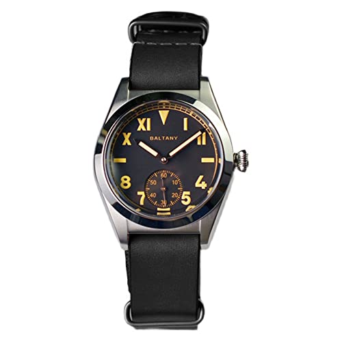 NC Baltany 36mm Retro Automatik Herren Klassische Uhren Saphirglas ST1701 Mechanische Edelstahluhr Männlich (Black Black) von NC