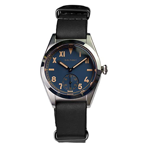 NC Baltany 36mm Retro Automatik Herren Klassische Uhren Saphirglas ST1701 Mechanische Edelstahluhr Männlich (Black Blue) von NC