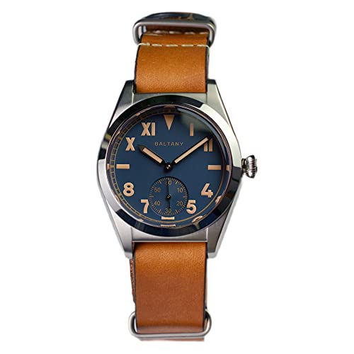 NC Baltany 36mm Retro Automatik Herren Klassische Uhren Saphirglas ST1701 Mechanische Edelstahluhr Männlich (Brown Blue) von N\C