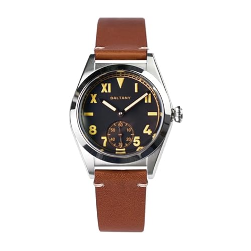 NC Baltany 36mm Retro Automatik Herren Klassische Uhren Saphirglas ST1701 Mechanische Edelstahluhr Männlich (Brown Blue) von NC