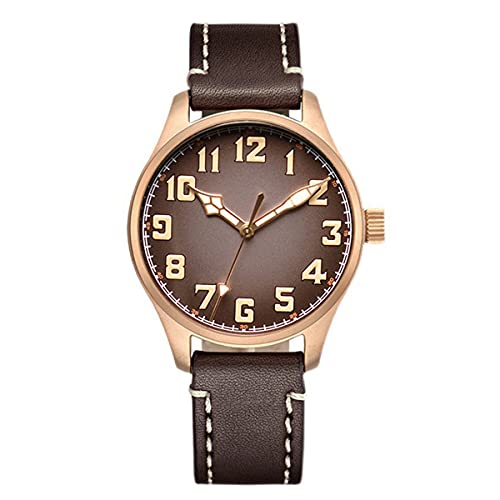 NC Baltany Automatic Mechanical Men Bronze Fliegeruhren Saphirglas NH35 Armbanduhr (Brown) von N\C