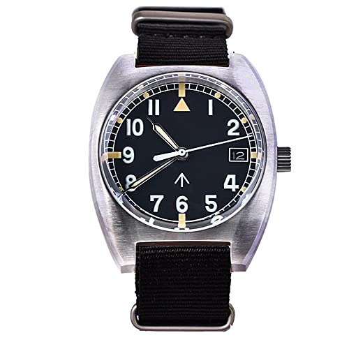 NC Baltany Mechanische Militäruhr für Herren Kleines Zifferblatt Dome Glass Reloj Militar Hombre 10BAR Air Force Clock Tribute 60s NH35 Pilot Watch (Color 2) von N\C