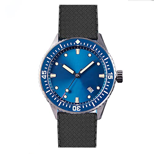 NC Cronos Retro Business Herrenuhren Saphirglas C3 Leuchtend 20ATM NH35 Edelstahl Automatische Mechanische Uhr für Herren (Blue no Logo) von NC