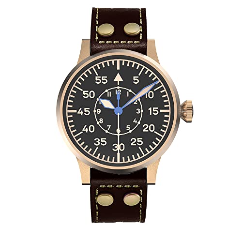 NC Hruodland Bronze Retro Herren Automatik Fliegeruhren Saphirglas 100M Wasserdicht Mechanische Flieger Armbanduhr für Herren (Color 1) von NC