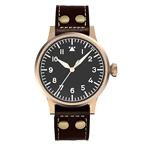 NC Hruodland Bronze Retro Herren Automatik Fliegeruhren Saphirglas 100M Wasserdicht Mechanische Flieger Armbanduhr für Herren (Color 3) von NC
