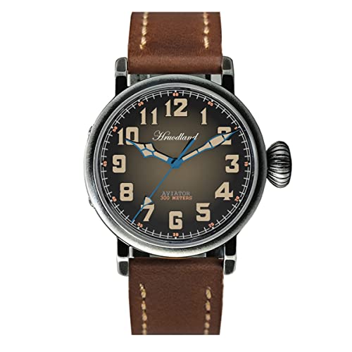 NC Hruodland Edelstahl Automatik Herren Fliegeruhren Saphirglas 300m Wasserdicht PT5000 Mechanische Taucherarmbanduhr für Herren (Distressed) von NC