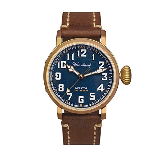 NC Hruodland Herren Fliegeruhr Bronze Automatik Saphirglas 30ATM Wasserdicht Leuchtzifferblatt PT5000 Uhrwerk Herren Armbanduhr (Blue) von NC