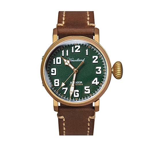 NC Hruodland Herren Fliegeruhr Bronze Automatik Saphirglas 30ATM Wasserdicht Leuchtzifferblatt PT5000 Uhrwerk Herren Armbanduhr (Green) von NC