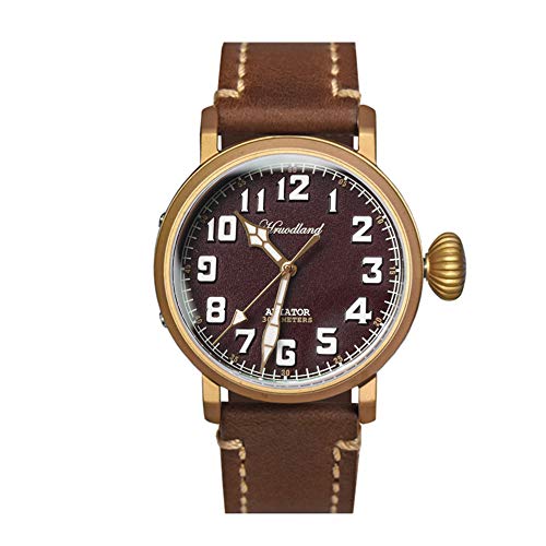 NC Hruodland Herren Fliegeruhr Bronze Automatik Saphirglas 30ATM Wasserdicht Leuchtzifferblatt PT5000 Uhrwerk Herren Armbanduhr (red) von N\C