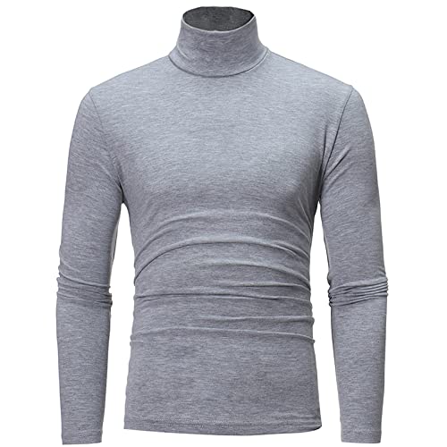 NC Herren Rollkragen-Shirts Layer Slim Rollkragen Langarm Tops Casual Slim Tops Pullover T-Shirt Grau M von N\C