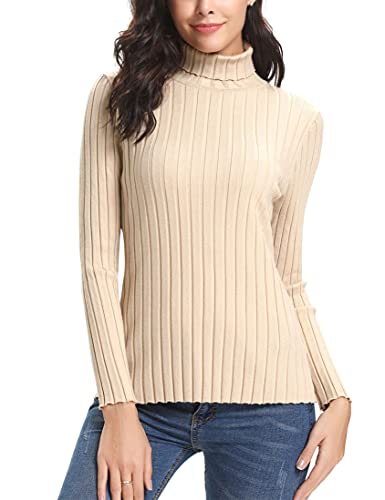 Pullover Damen Elegant Winter Rollkragenpullover Strickpullover Langarm Casual Pulli Oberteile Aprikose S von Aottori