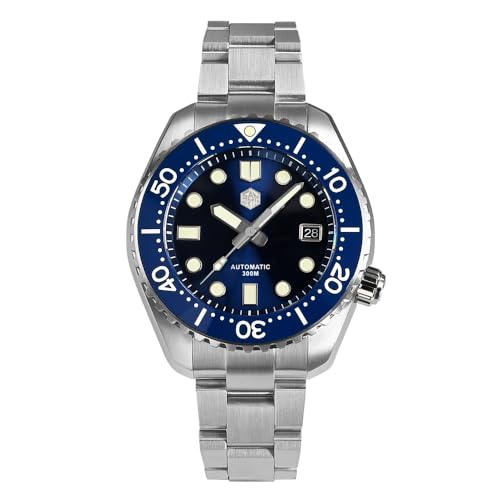 NC San Martin 2021 Thunfisch SBDX001 Herren Automatikuhren Saphirglas Mechanische SN0086G Edelstahl Taucherarmbanduhr (Blue) von San Martin